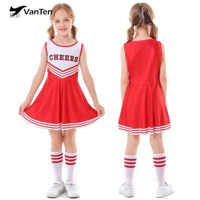 China Polyester With Spandex Adult Costumes One Piece Jumpsuits Team Cheerleading Uniforms For Kids for sale