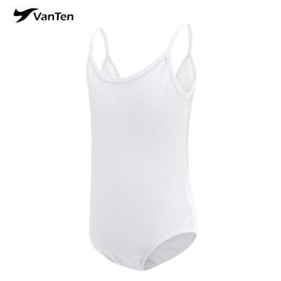 China Plus Size Custom Private Logo Kids Camisole Dance Leotard Dance Tights Straps Gymnastics Solid White Leotard Tights for sale