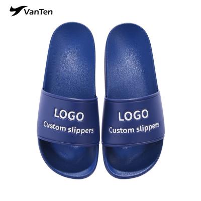 China Fashion Trend Custom Printing Logo Pattern Unisex Black Plain Men's Dance Team Sandals Slides EVA PVC Slippers for sale