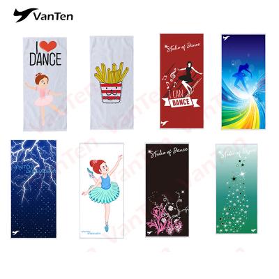 China Custom Compressed Printing Alphabet Logo Reactive Printing Microfiber Slogan Towel for sale