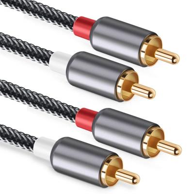 China Double Red White Lotus Audio Cable Two Pairs of 2RCA Multimedia Cable with Amplifier Hi-Fi 2 RCA to 2 RCA Cable for sale