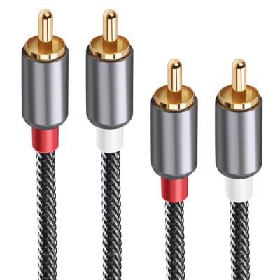 China High Fidelity Car Multimedia RCA Cable Nylon Braid 2RCA Gold Plated Connector to 2 RCA Male Cable for sale