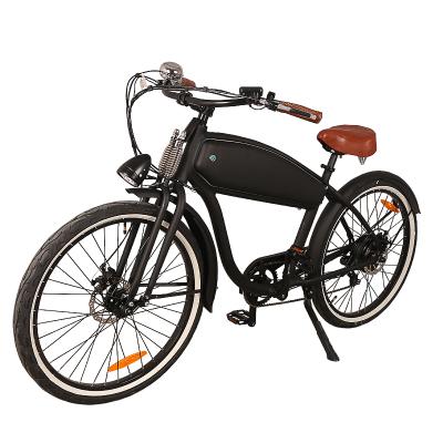 China Aluminum Alloy 26 Inch Spring Suspension Retro Double Fork 36v 11Ah Samsung Cells Vintage Lithium Battery 250w Electric Beach Bike for sale