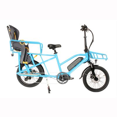 China Aluminum alloy Daul battery allocation high version medium motor driving outgoing bicycle two wheels family cargo bike electric food cart for sale