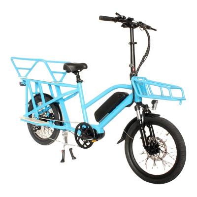 China Aluminum alloy cheap price family outgoing cargo bike with rear 2 wheel motor pedal driving electric cargo bicycle with basket for sale