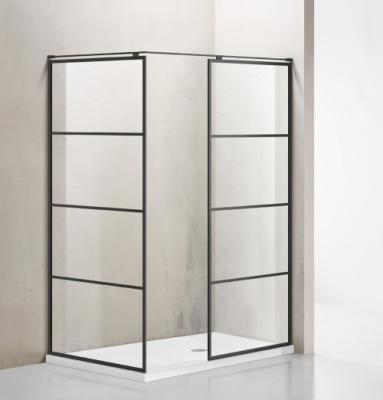 China 2020 New Modern Popular Black Aluminum Walk-in Shower Enclosure 6mm. for sale