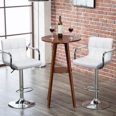 China Modern Simple Style Europe PU Bar Stools Bar Chairs And Modern Leather Bar Tables for sale