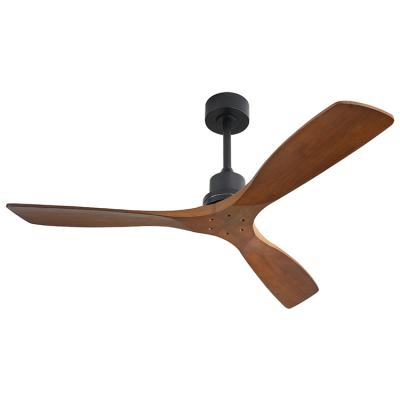 China Convenient Hot Sales Dc Decorative Silent Fans 3 Ships Remote Control Wooden Ceiling Fan Without Light for sale