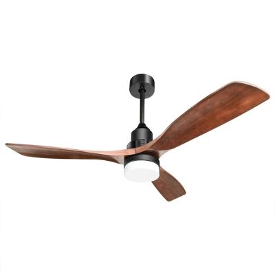 China Farmhouse New Product 3blades 52inch Wooden Indoor Led Ceiling Fans With Remote Control Ceiling Fan With Light for sale