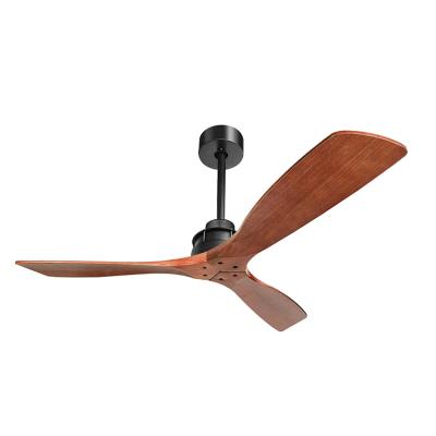 China Lxury lower noise large led ceiling fans 60inch wooden indoor 3blades with remote control ceiling fan without light for sale