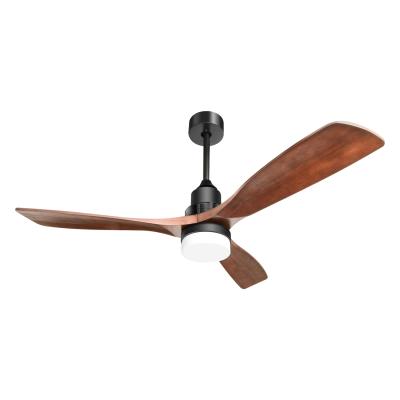 China Modern Simple 52inch 3 Blade Solid Wood Ceiling Fan with Lights with Remote Control Decoration Ceiling Fans Silent Lamp for sale