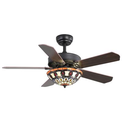 China Modern luxury crystal wood crystal ceiling fan remote control dercoration chandelier 5 blades wood ceiling fan 52inch and ac motor for sale