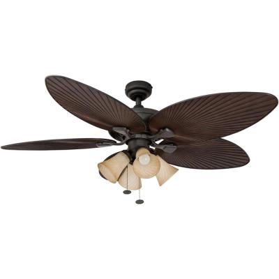 China 52 Inch 5 Blade ABS Convenient Vietnam Palm Leaf Outdoor Decorative Ceiling Fan With 4 Lamps for sale