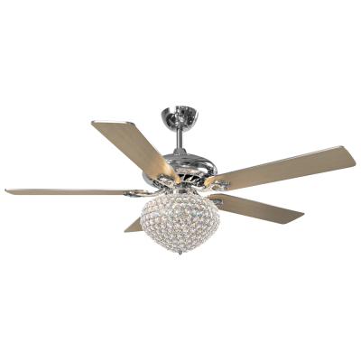 China With Light Luxury Design Dining Room Copper Motor Fan 5 Blades Crystal Ceiling Fan Light for sale