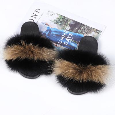 China Fashion 30 color women's slippers 2021 furry houseslides designer slides real fur slippers fur slides women's sandals for sale