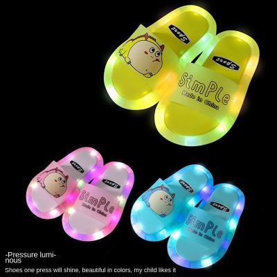 China Late Summer Light Children Slides Cool Boys and Girls LED Lights Slippers Smile Face Design PVC Open Toe Kids Sandals for sale