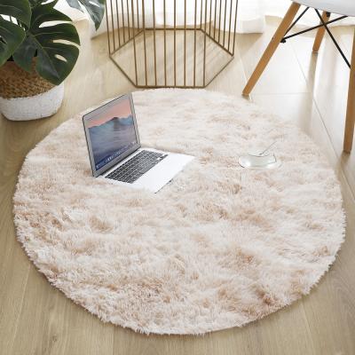 China Living Room Warm Modern Soft Faux Fur Fluffy Throw Blanket Shaggy Tie Dye Round Carpet for sale