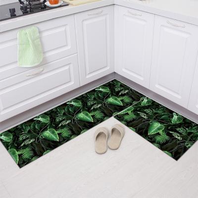 China Stain Resistant Custom Printed Microfiber Non Slip Anti Fatigue Rug SET Kitchen Rugs 2 PIECES for sale