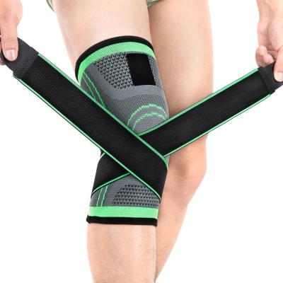 China 3D Adjustable Compression Knitted Adjustable Elastic Knee Brace Compression Sleeve Knee Support Belt For Running, Arthritis, Sports, Joint Pain for sale