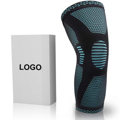 China Running Logo Spandex Nylon Sports Elastic Powerlix Knee Brace Compression Sleeve Adjustable Compression Customized Support for sale