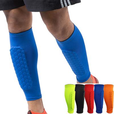 China Honeycomb Protection Soccer Calf Compression Sleeve Shin Guards Shin Pads For Kids Youth Adult for sale