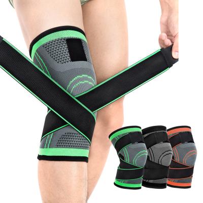 China Professional Adjustable Compression Soft Elastic Sports Knee Brace Compression Knee Sleeve with Adjustable Strap for Sports Pain Relief for sale