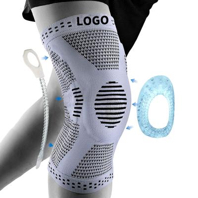 China Professional Custom Adjustable Compression Silicone Knee Sleeve Pain Relief Support Knee Brace for Sports, Running, Knee Arthritis for sale