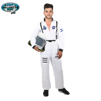 China Polyester Astronaut White Suit Adult Mens Costume Aviation Theme Party Halloween for sale