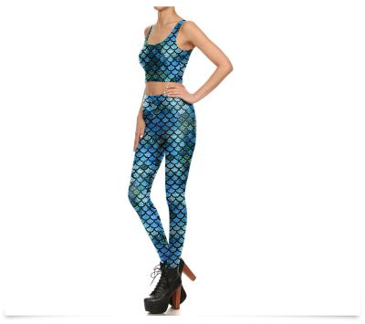 China Amazon Style 3D Mermaid Costume Vest High-Waist Leggings Anti-UV Digital Printing Warm Pants Legging for sale