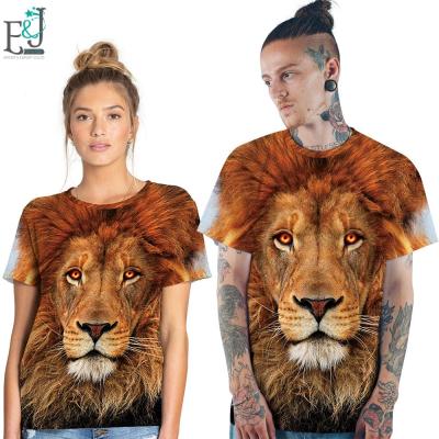 China The Lion King Movie O 3D neck 3D European casual anti-shrink T-shirt printed lion pattern men's T-shirts for sale