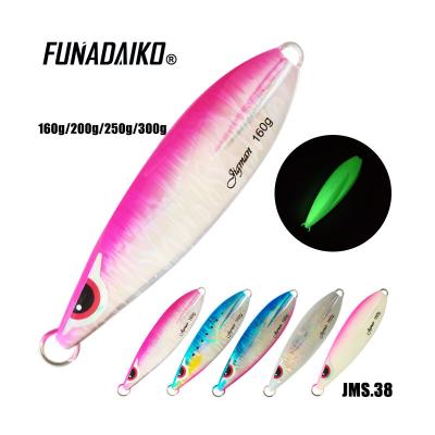 China FUNADAIKO 160g200g250g300g Lead Fishing Jig Hard Slow Pitch Luminous Fishing Lure Building Lure for sale