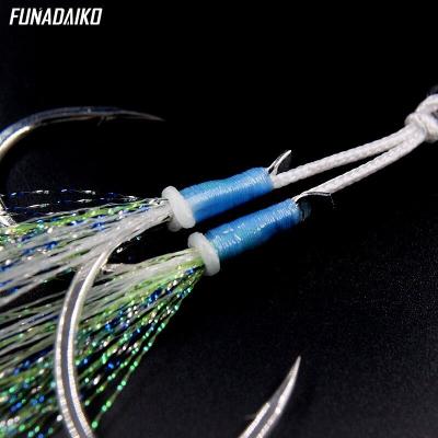 China Stainless Steel Fish Hooks Hook FUNADAIKO Jig Fishing Aid Double Hook Building Jig Aid Double With Imported Line for sale