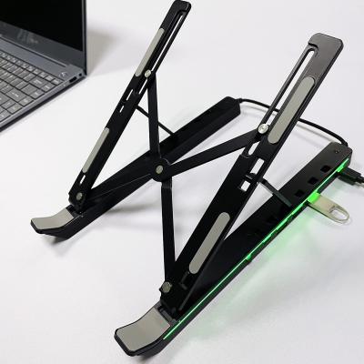 China 2022 New RGB Laptop Desk Stand Laptop Mat Laptop Adjustable Vertical Aluminum Adjustable Stand Cooling Stand (Size) for sale