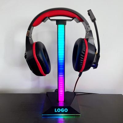 China RGB Earphone Stand Product Display Earphone Bracket Gaming Headset Stand Under Winder Cable Table Storage Bracket Earphone Stand for sale