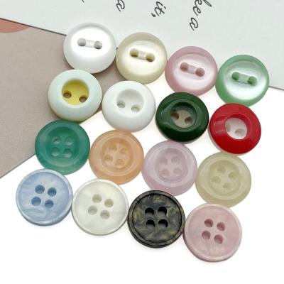 China Custom Sewing Luxury Fashion Button 4 Holes Resin Plastic Material Colored Sewing Buttons Washable For Polo Shirt T-shirt for sale