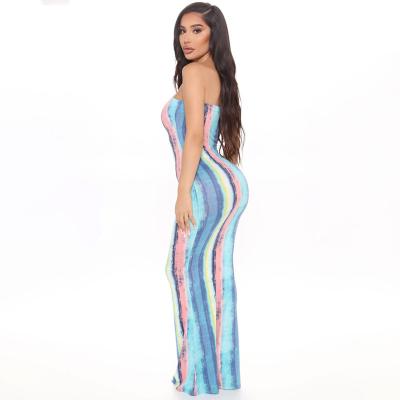 China 2021 New Arrival Women Summer Bodycon Ladies Dress Tie Dye Lady Anti-wrinkle Elegant Girls Maxi Sundresses for sale