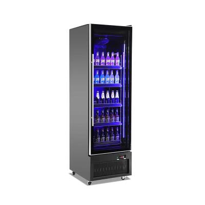 China Single-Temperature 400L Door Beer Bottle Juice Cold Drink Vertical Display Glass Beverage Cooler for sale