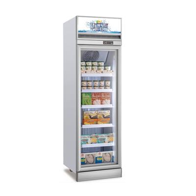 China Single-Temperature Supermarket Vertical Freezer Door Ice Cream Display Single Glass Upright Fridge Freezer for sale