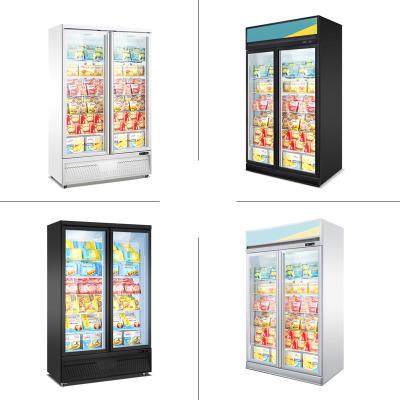 China Commercial Vertical Refrigerated Single-Temperature Double Door Freezer Showcase for sale