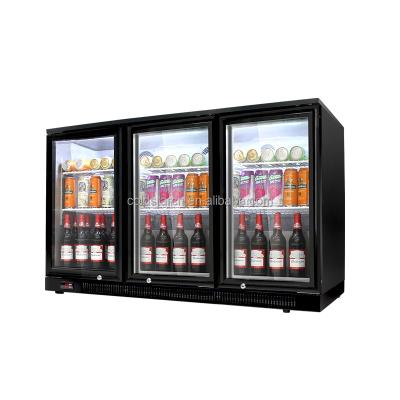 China Energy Efficiency Manufacturer Hot Sale Three Door Worktop Display Glass Beer Cooler for sale