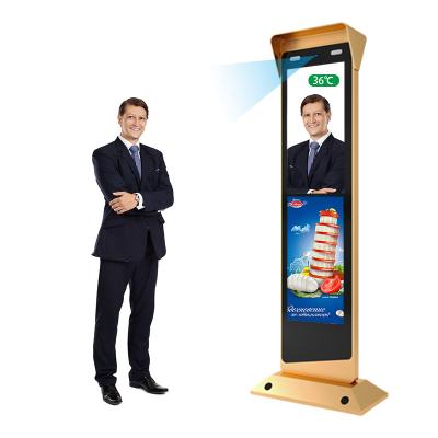 China Face Recognition Temperature Measurement Face Temperature Scanner Screening Kiosk Digital Signage And Display Screen Advertising Players Show With Temperature Sensor for sale