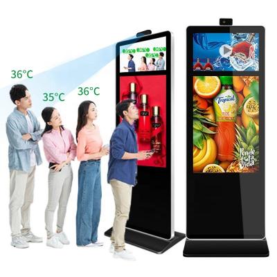 China Temperature measurement+Advertisement Player Temperature Shielding Scanner Kiosk Digital Signage Kiosk And Display Screen Advertising Players Show With Temperature Sensor for sale