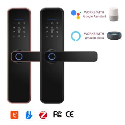 China Aluminum Alloy Anti-Lock Biometric Fingerprint Keyless Tuya Smart Door Lock Electronic Digital Smart Door Lock zu verkaufen