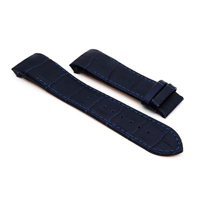 China Genuine Leather Watch Bands Mens Thick Genuine Leather Watch Band Strap 22mm Blue 24mm Wristwatches for sale