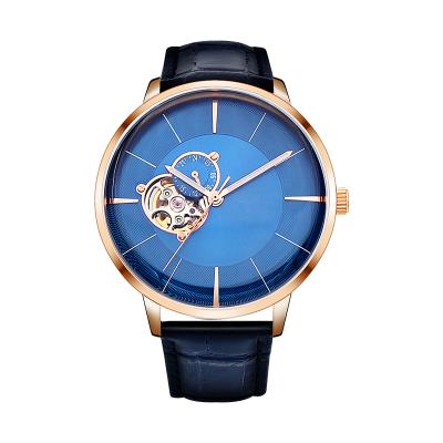 China New Genuine Leather Watch Automatic Mechanical Wristwatches Fashion Full Automatic Date Blue Dial for sale