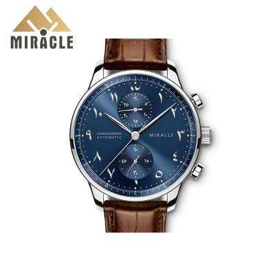 China Custom Chronograph Logo Sunburst Dial Stainless Steel Arabic Numerals Dial Custom Gentleman Wristwatches for sale