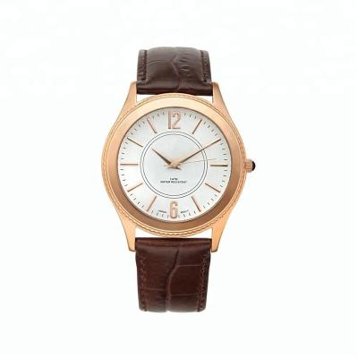 China Classic Alarm Hotsale Leather Strap Watch Rose Gold Watch Case Western Wristwatches for sale