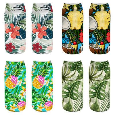 China YUELI Antibacterial 3D Sublimation Transfer Printing Custom Factories Socks Happy Socks Women Leaves Socks for sale