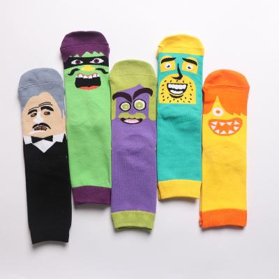 China 2020 New Design QUICK DRY Happy Cartoon YUELI Angry Face Socks All Season Cotton Crew Socks for sale