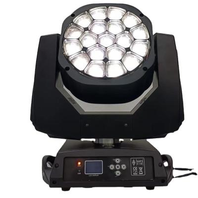 China 19 pcs rgbw 15w bee eye zoom plastic spot led moving head light for sale